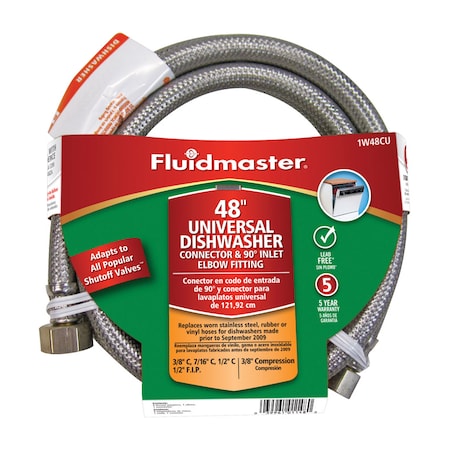 Fluidmaster Fluidmaster 3/8 in. Compression X 3/8 in. D Compression 48 in. Stainless Steel Dishwasher Supply Lin 1W48CU